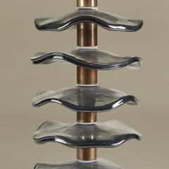 Tall pair of Murano grey petal lamps - 3594129