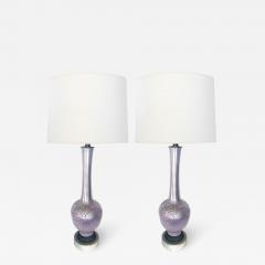 Tall pair of reverse silvered lamps with applied floral vine decoration - 2625234