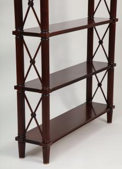 Tall pair of solid mahogany Directoire style bookcases or etageres - 1388054