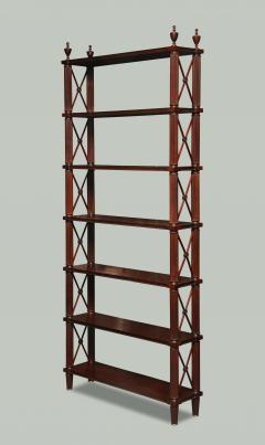 Tall pair of solid mahogany Directoire style bookcases or etageres - 1390021