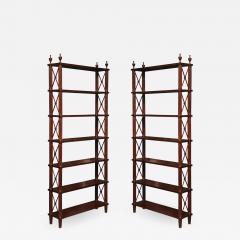 Tall pair of solid mahogany Directoire style bookcases or etageres - 1393338