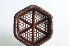 Tanabe Chikuunsai II Splayed Handled Flower Basket in Hexagonal Plaiting 1970s - 3717989