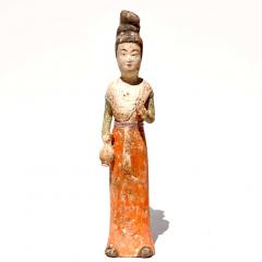 Tang Dynasty Painted Terracotta Female Court Attendant - 3078832