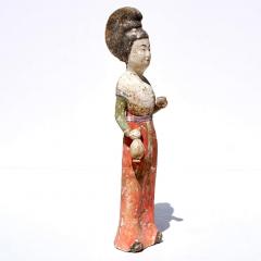 Tang Dynasty Painted Terracotta Female Court Attendant - 3078838