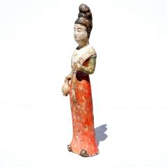 Tang Dynasty Painted Terracotta Female Court Attendant - 3078849