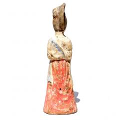 Tang Dynasty Paited Terracotta Female Attendant - 3078620