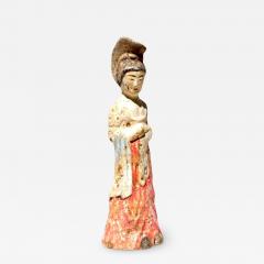 Tang Dynasty Paited Terracotta Female Attendant - 3081569