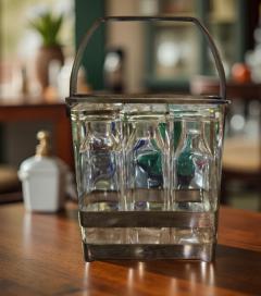 Tantalus Decanter Set with Restored Metal Case and Geometric Glass Bottles - 4217263