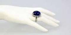 Tanzanite Cabochon 34 Carats Diamond Cocktail Ring 18 Karat Gold Setting - 3448888