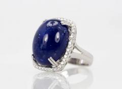 Tanzanite Cabochon 34 Carats Diamond Cocktail Ring 18 Karat Gold Setting - 3448891