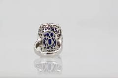 Tanzanite Cabochon 34 Carats Diamond Cocktail Ring 18 Karat Gold Setting - 3448909