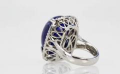 Tanzanite Cabochon 34 Carats Diamond Cocktail Ring 18 Karat Gold Setting - 3448910