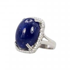 Tanzanite Cabochon 34 Carats Diamond Cocktail Ring 18 Karat Gold Setting - 3482383