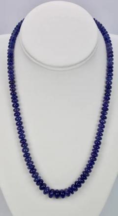 Tanzanite Cabochon Beaded Necklace 14 Karat Clasp - 3448886