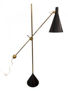 Tapio Wirkkala Black Tapio Wirkkala Adjustable Floor Lamp Model K10 11 Idman 1950s - 3933822