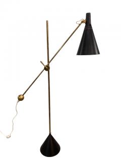 Tapio Wirkkala Black Tapio Wirkkala Adjustable Floor Lamp Model K10 11 Idman 1950s - 3933823