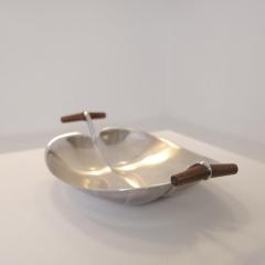 Tapio Wirkkala Tapio Wirkkala Dish TW 58 in Sterling Silver Teak Handles Kultakeskus 1966 - 4572934