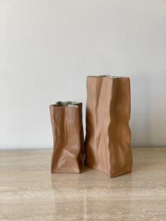 Tapio Wirkkala Tapio Wirkkala Large Brown Paper Bag Porcelain Vase by Rosenthal in Germany - 3945297