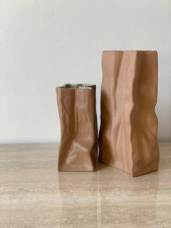 Tapio Wirkkala Tapio Wirkkala Large Brown Paper Bag Porcelain Vase by Rosenthal in Germany - 3945298