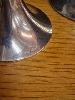 Tapio Wirkkala Tapio Wirkkala Pair of Trumpet Candle Holders In Silver Kultakeskus Oy 1980s - 4125385