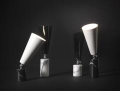 Tato Italia Vox Table Lamp in Black Marquinia Marble Chrome and White - 1031039