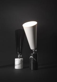 Tato Italia Vox Table Lamp in Black Marquinia Marble Chrome and White - 1031042