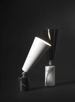 Tato Italia Vox Table Lamp in Black Marquinia Marble Chrome and White - 1031043