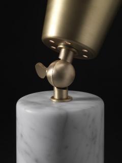 Tato Italia Vox Table Lamp in White Carrara Marble Satin Brass and White - 1031015