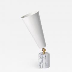 Tato Italia Vox Table Lamp in White Carrara Marble Satin Brass and White - 1031286