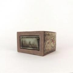 Tatsuzo Shimaoka Jomon Zogan Square Flask with Rope Imprint and Geometric Inlay Motif - 3016252