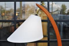 Teak Arc Lamp w New Custom Textured Bonnet Shade - 2512652