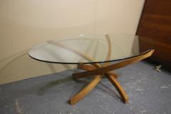 Teak Bentwood Coffee Table with Glass Top - 2333260