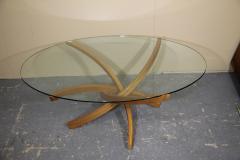 Teak Bentwood Coffee Table with Glass Top - 2333264