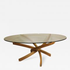 Teak Bentwood Coffee Table with Glass Top - 2336266