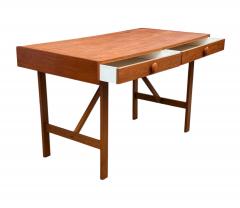 Teak Mid Century Danish Modern Double Sided Desk or Console Table - 4324687