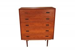 Teak Mid Century Modern Tall Dresser with Sculpted Handles - 2996895