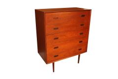 Teak Mid Century Modern Tall Dresser with Sculpted Handles - 2996896