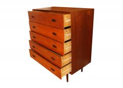 Teak Mid Century Modern Tall Dresser with Sculpted Handles - 2996905