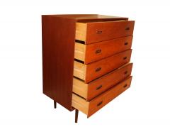 Teak Mid Century Modern Tall Dresser with Sculpted Handles - 2996923