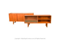 Teak Mid Century Sliding Door Sideboard Credenza Hutch - 3593479