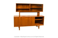 Teak Mid Century Sliding Door Sideboard Credenza Hutch - 3593482