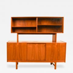 Teak Mid Century Sliding Door Sideboard Credenza Hutch - 3600979