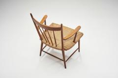 Teak Slatback Chair with Woven Danish Cord Seat Denmark ca 1960s - 3457008