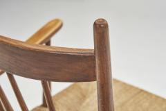 Teak Slatback Chair with Woven Danish Cord Seat Denmark ca 1960s - 3457012