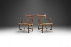 Teak Slatback Chairs with Woven Danish Cord Seats Denmark ca 1960s - 3450235