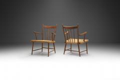 Teak Slatback Chairs with Woven Danish Cord Seats Denmark ca 1960s - 3450238