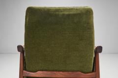 Teak Upholstered Armchairs with Slat Armrests Denmark 1960s - 2864463