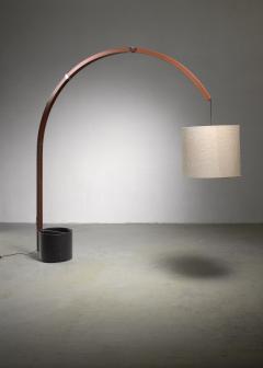 Teak and metal extendable arched floor lamp - 1471909