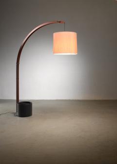 Teak and metal extendable arched floor lamp - 1471910