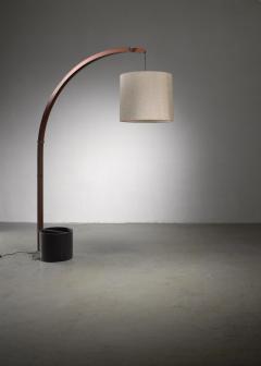 Teak and metal extendable arched floor lamp - 1471911